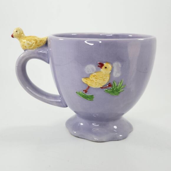 Vintage Global Design Connections Duck Mug | Lavender Purple Ceramic Ducklings - Picture 7 of 10